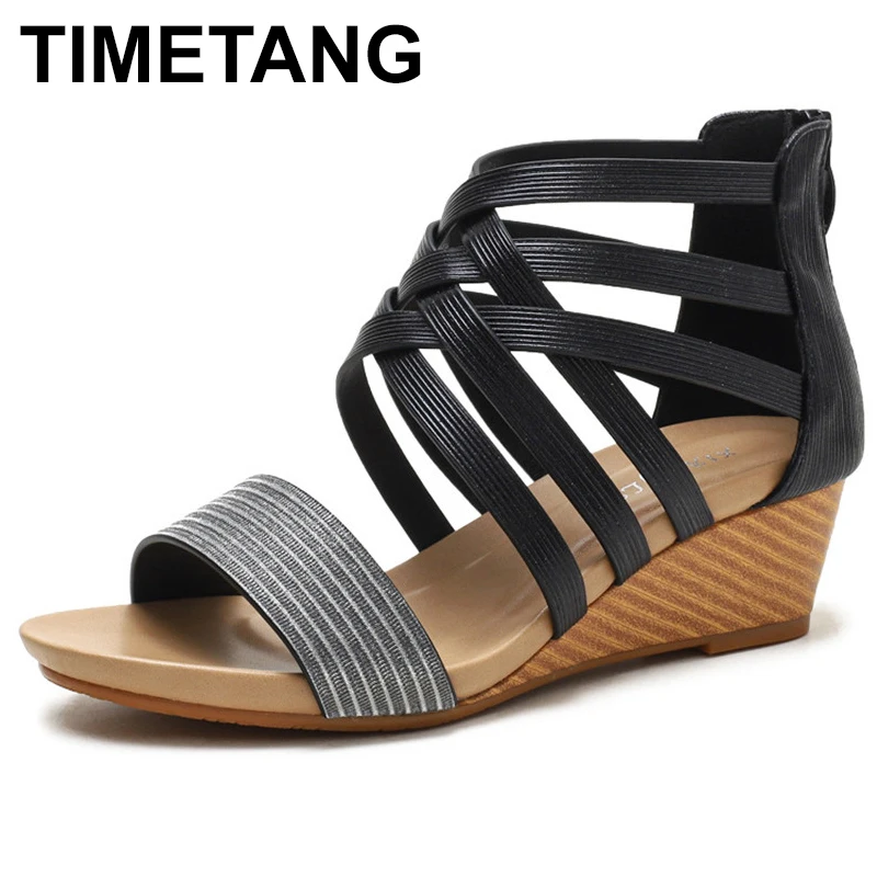 Женские сандалии с молнией высокий каблук удобная обувь гладиаторы лето