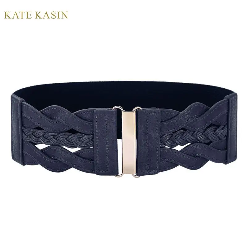 KK Модный женский плетеный пояс с эластичной лентой + из искусственной кожи для