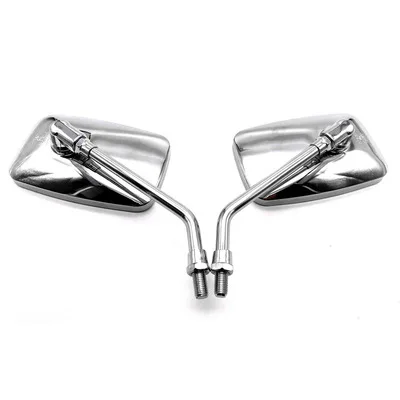 

2/Pairs Universal Rectangle Metal Shell Motorcycle Rearview Mirrors 10mm Black Chrome Retrovisor Mirror Moto Accessories M10