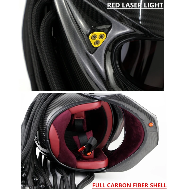 

SOMAN Man Black Predator Helmet ECE DOT Custom Motorcycle Helmet with Black Braids Lazer Light Monster Capacete De Moto Predator