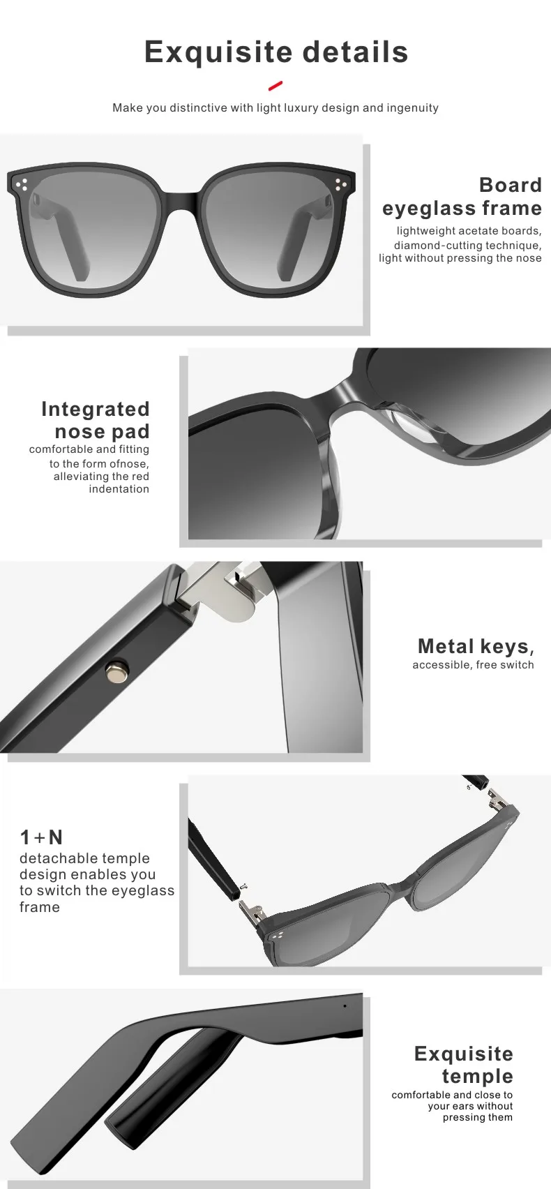 

New Trend Intelligent Bluetooth Audio Sunglasses Answer Phone and Listen To Music