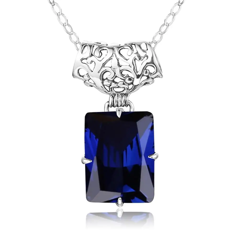

Серебро 925 ювелирные изделия темно-синий сапфир кулон для женщин из натуральной кожи 925 стерлингового серебра винтажный кулон ручной работы...