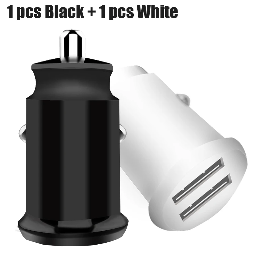 black and white Быстрая зарядка USB Автомобильное зарядное устройство для iPhone samsung Xiaomi Tablet Зарядное устройство 5V3. 1A двойной мини мобильный телефон зарядное устройство адаптер в автомобиле - Тип штекера: black and white
