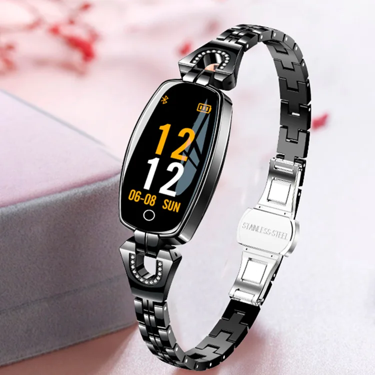 

[Factory Direct] New H8 Smart Bracelet Female Metal Color Screen Weather Waterproof Heart Rate Blood Pressure Detection