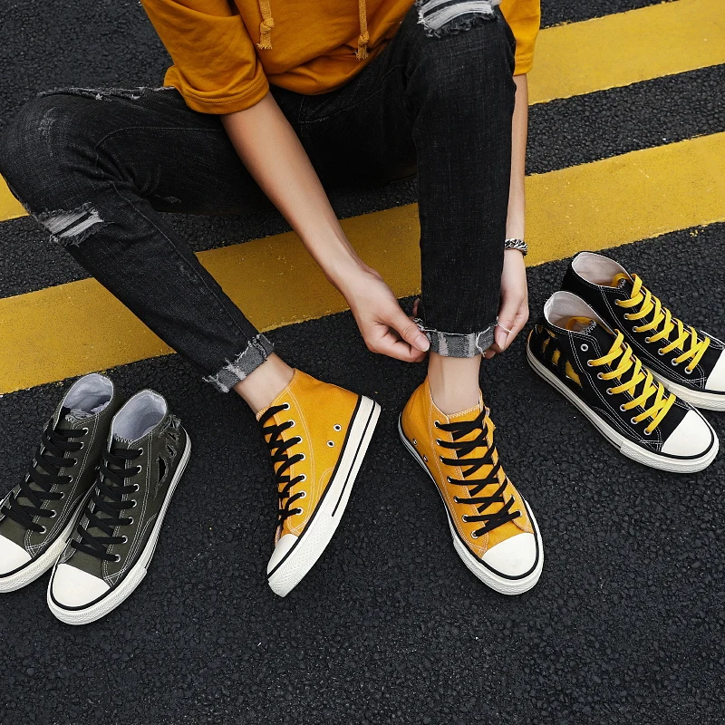 

Zapatillas Hombre 2021 Fashion High-Top Canvas Men's Shoes Lightweight Breathab Male Sports Black Sneakers Casual Chaussures A5
