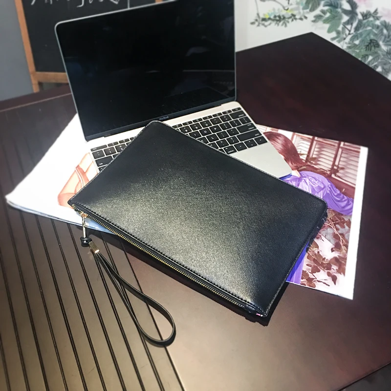 NEW leather handbag men designer small envelope clutch bag vintage cartooon printed luxury leather bag