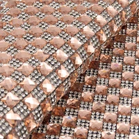 junao 2440cm champagne hotfix glass square rhinestone mesh crystal fabric trim glass strass ribbon for clothes crafts