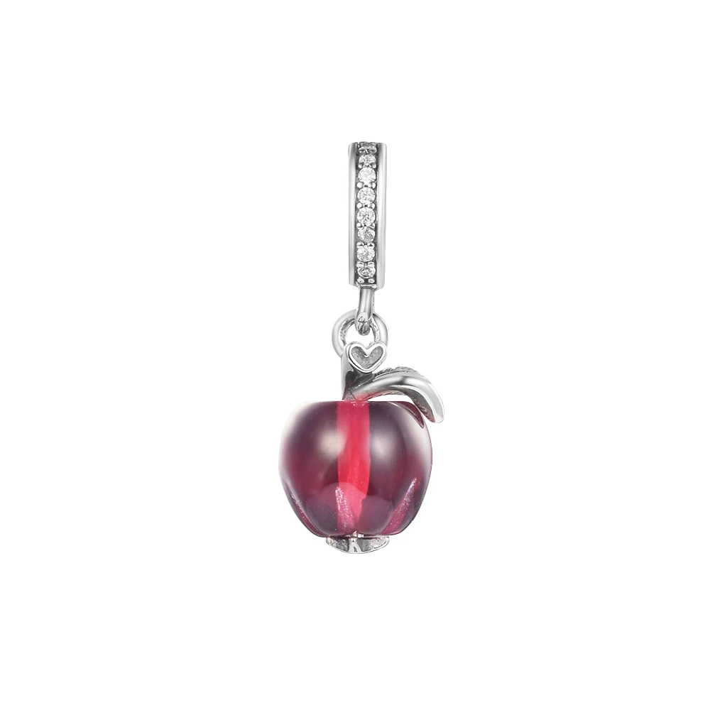 

2021 New 925 Sterling Silver Murano Glass Red Apple Dangle Beads Fit Original Europe Charm Diy Bracelet Jewelry Making Berloque