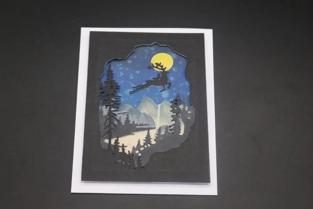 Резные штампы олень серебряный дом углеродная сталь Скрапбукинг для бумага