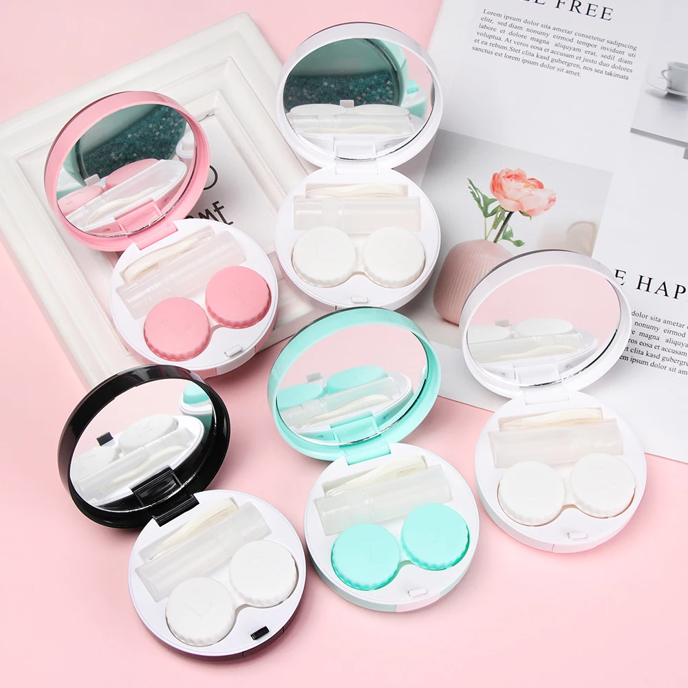 1 шт. модный портативный футляр для контактных линз блестящий круглый набор ухода