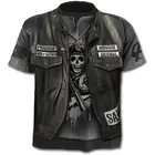 Брендовые мотоциклетные футболка в стиле панк со рыцарь рубашки 3d футболка для мужчин на каждый день в винтажном стиле, в стиле хип-хоп; Сезон лето футболка Homme одежда