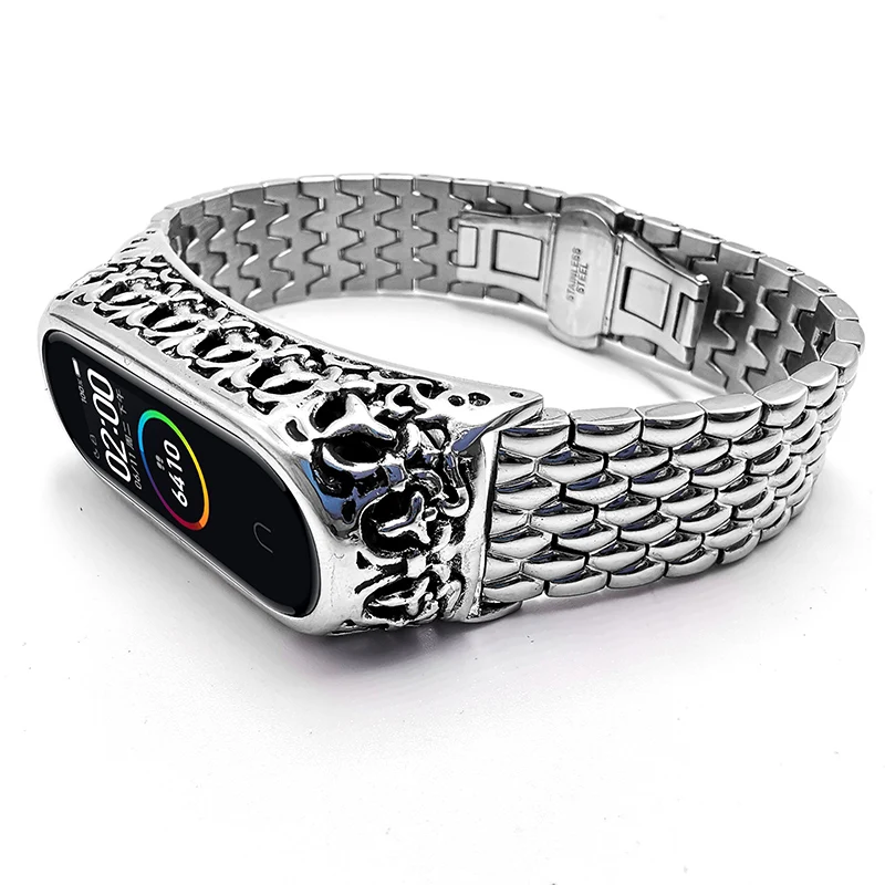 Type D Для Xiao mi band 4 3 ремешок на запястье ремешок для часов резьба процесс Обложка для mi Band 4 3 Correas de reloj женский браслет металлический ремешок - Цвет ремешка: Type D