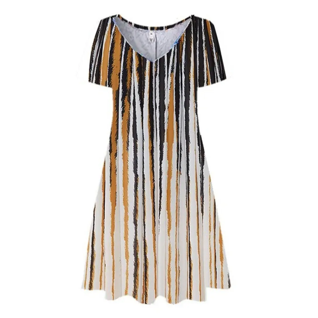 

Women Vintage Casual Dress Summer Dress Floral Print V-neck Short Sleeve Dresses Plus Size Beach Boho Bodycon Dresses 2021#xx