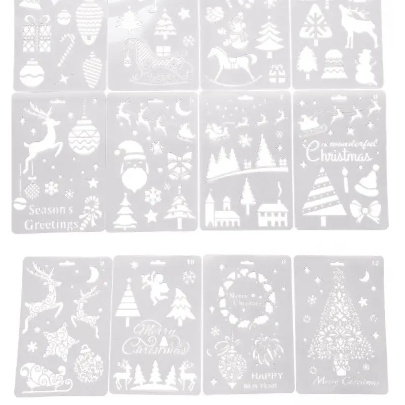 

Christmas Stencils Templates Christmas Letters Xmas Trees Santa Reindeer Painting Stencils Reusable Plastic Craft Template