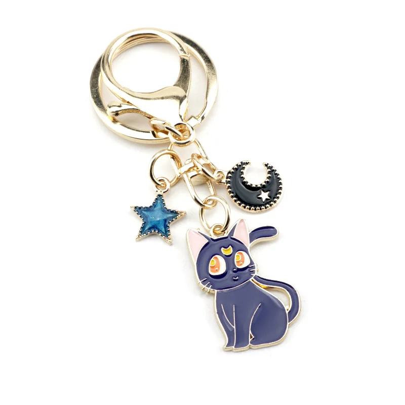 

Star Luna Cat Sailor Moon Keychain Childhood Anime Jewelry Keyrings Cartoon Pendant Key Buckle Car Bag Keyholder Llavero Trinket