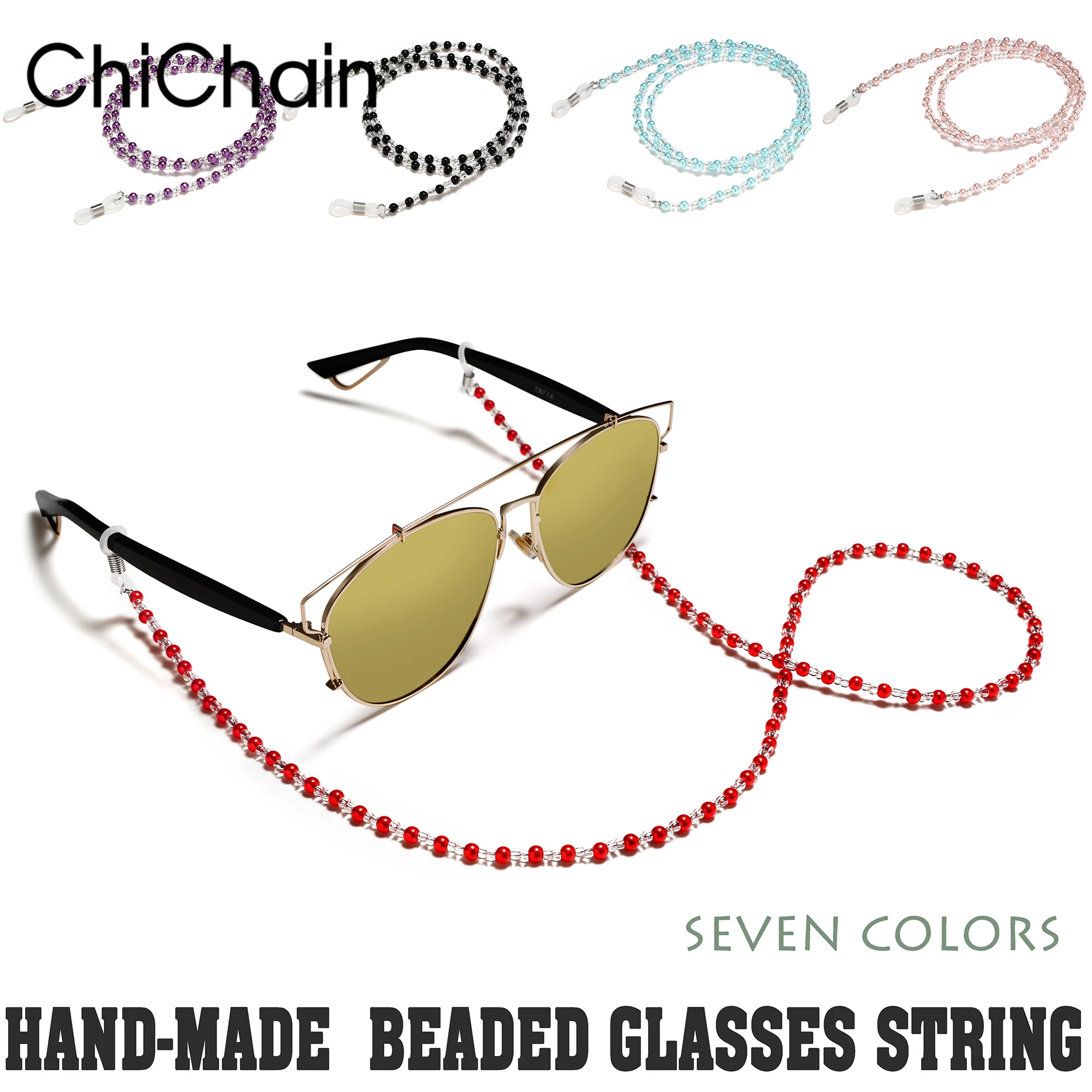 

Acrylic Beaded Glasses Chain Simple Vintage Casual Eyeglass Anti-slid holder ajustable for all eyeglasses 6 colors available