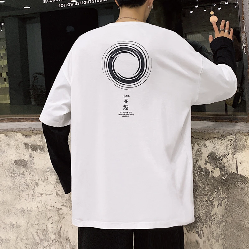 Футболка Una Reta мужская с принтом в стиле хип-хоп Топ длинным рукавом имитация двух