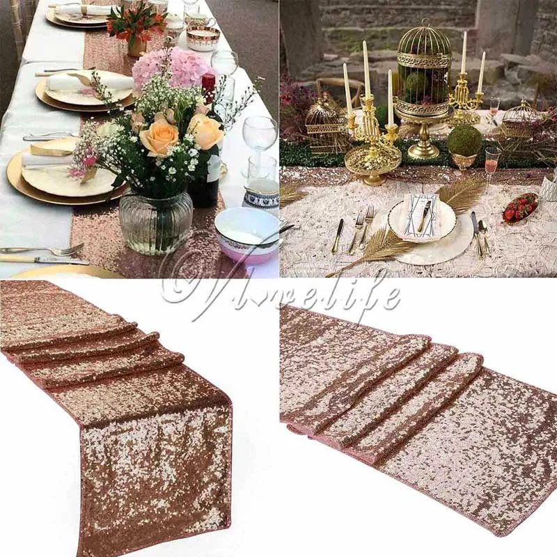 12 &quotx 72&quot/12 108&quot блестящий стол с блестками из розового золота для свадебной