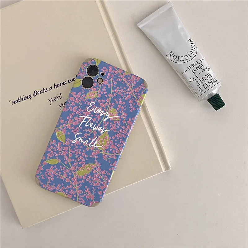 

Simple Cherry Blossom leaves Phone Case For iphone 12 11 Pro XR X XS Max 12Mini 8 7 Plus Fashion letter TPU Soft Back Cover