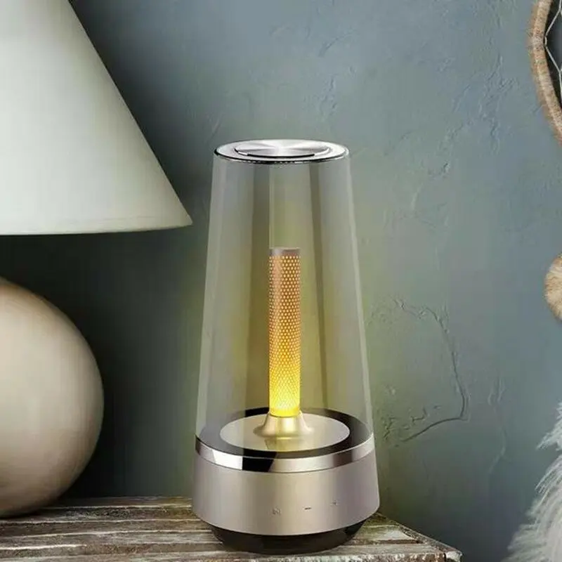 Bluetooth Speaker USB Warm and Romantic Candle Breathing Night Light Bedside Lamp Sound Music Creative Atmosphere Table