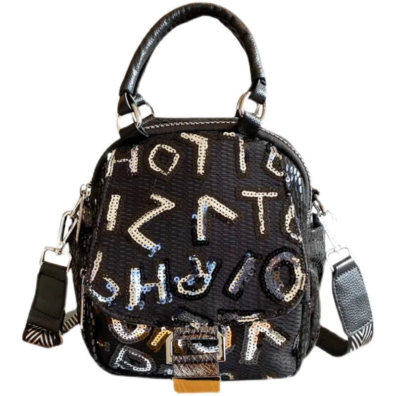 

Letter Sequin Handbags 2020 New Autumn and Winter Messenger Bag High-end Sense of Versatile Cute Backpack Women Mochilas Mujer