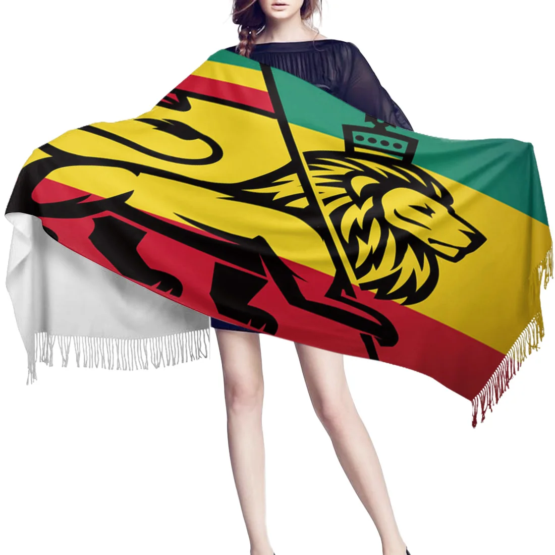 Модные большие шарфы шарф с флагом льва унисекс толстые теплые зимние