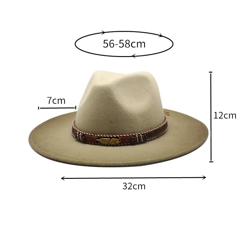 

NEW Fall Fedora Top Hats For Women Luxury Fedora With Band Decor Gradient Color Wide Brim Jazz Panama Cap Felt Trilby Hat Ladies