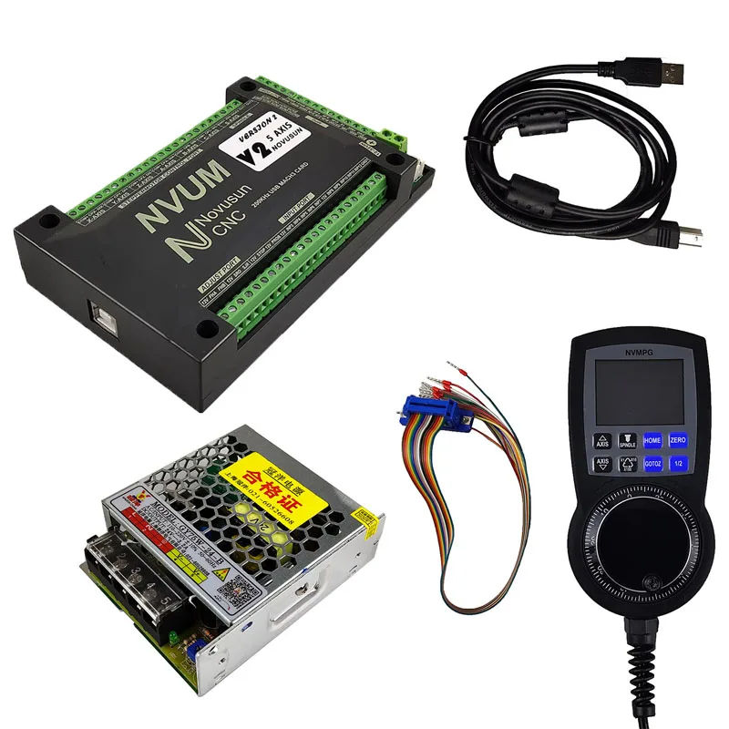 

CNC Mach3 NVUM Controller + NVMPG Mach3 Handwheel with USART port instead of general port6 Axis MPG For DIY CNC Router+75W power