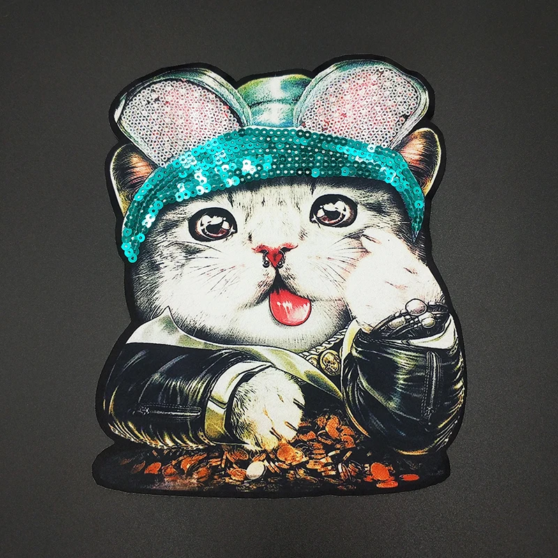 

Cool Personality Sequined Cat DIY Decoration For Clothes Sew On T-Shirt Jacket Dresses Fashion Accessories Applique Stickers