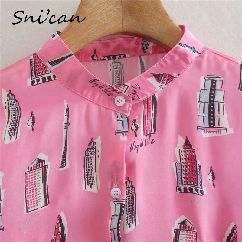 Женская атласная блузка Snican повседневная офисная рубашка большого размера с