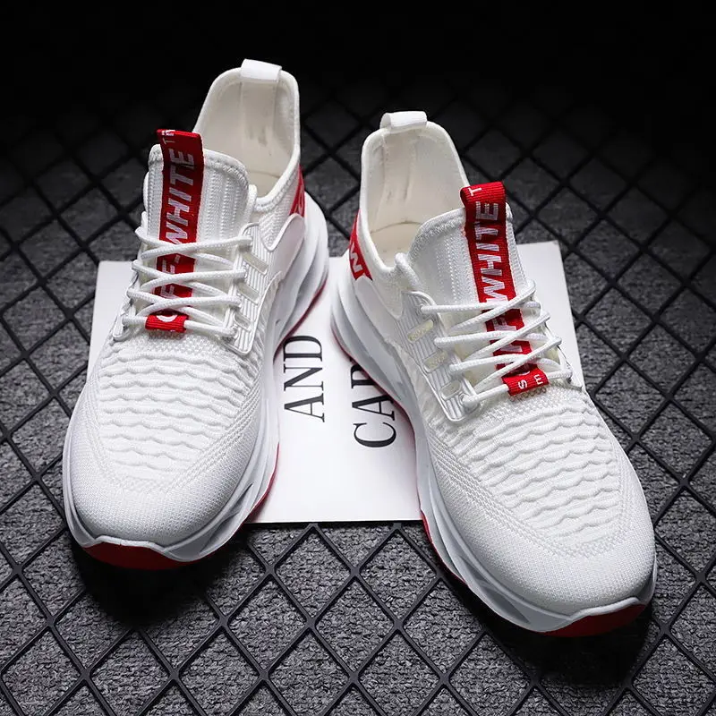 

New fashion outdoor casual sports men's shoes breathable mesh non-slip sole solid color men's shoes running shoes