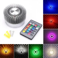 indoor sunflower led wall light 3w aluminum rgb wall sconce lamp with remote control for living room path way corridors decor