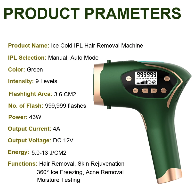 IPL-лазер для удаления волос профессиональный эпилятор перманентного ледяного