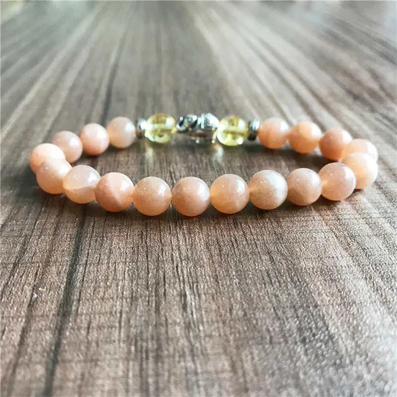 8 мм натуральный Солнечный камень и желтый кварцевый браслет со слоном браслеты