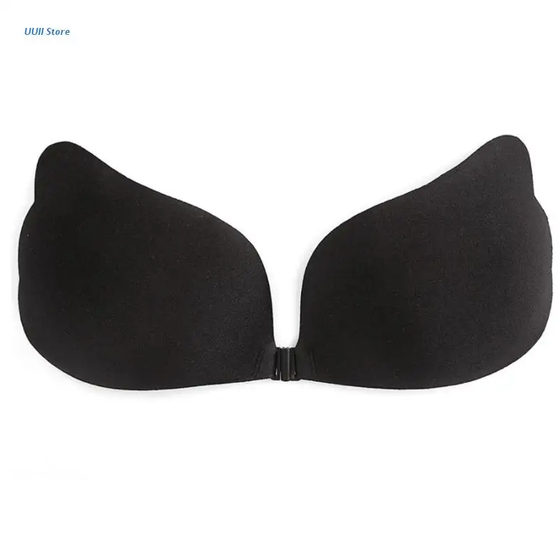 

Women Strapless Wing Shaped Sticky Bra Adhesive Invisible Silicone Nipple Cover Front Buckle Push Up Backless Reusable Chest