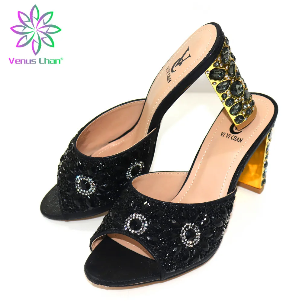 

New arrivals for the party Italian women's shoes African ladies single shoes decorated with rhinestones Nigerian pumps