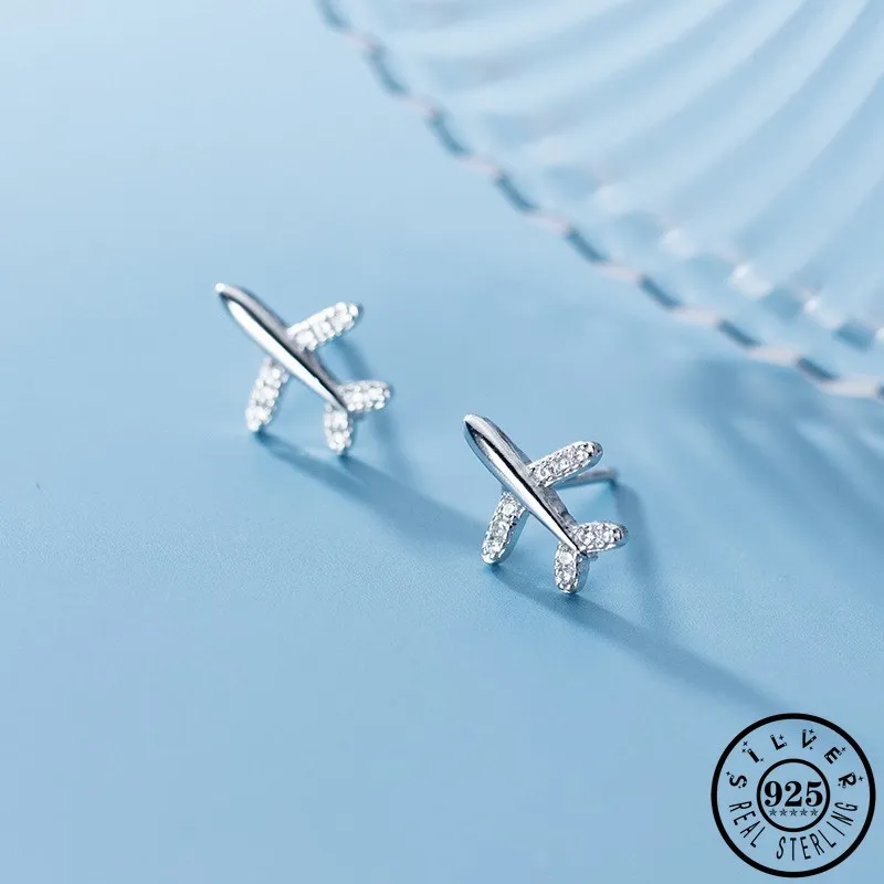 925 стерлингового серебра Симпатичный Самолет Форма с небольшой кубический