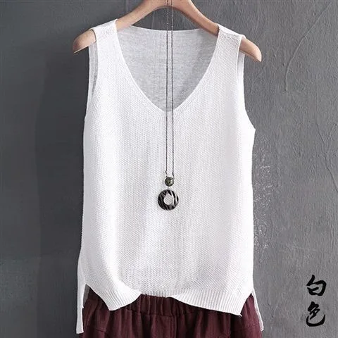 

Add fertilizer plus size ice silk knitted camisole women's loose thin coat tank top women plus size Broadcloth Tank Tops