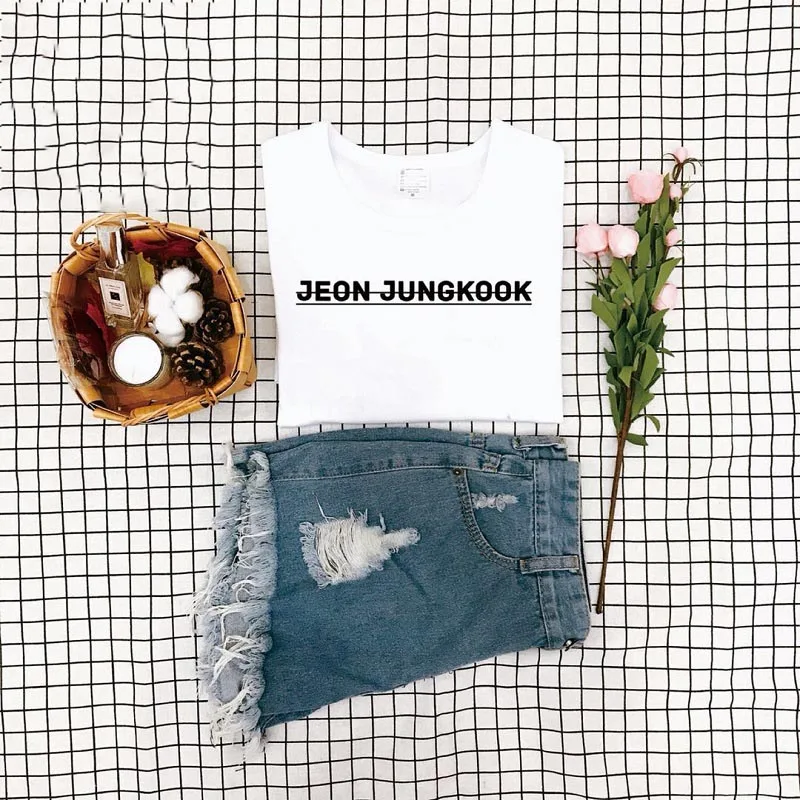 Новое поступление уличная одежда в стиле K POP футболка JEON JUNGKOOK Модный женский топ