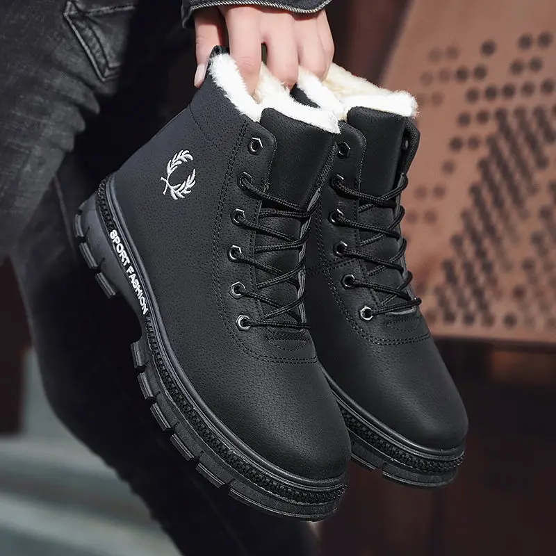 

Men's Winter Keep Warm Plus Velvet Thicken Platform Snow Boots 2021 Autumn New High Gang Male Casual Safety Sports Cotton Shoes