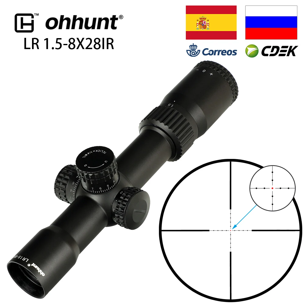 Ohhunt LR 1,5-8X28 ИК компактный охотничий прицел Mil Dot стекло травленая сетка Красное освещение башенки замок сброс тактический прицел