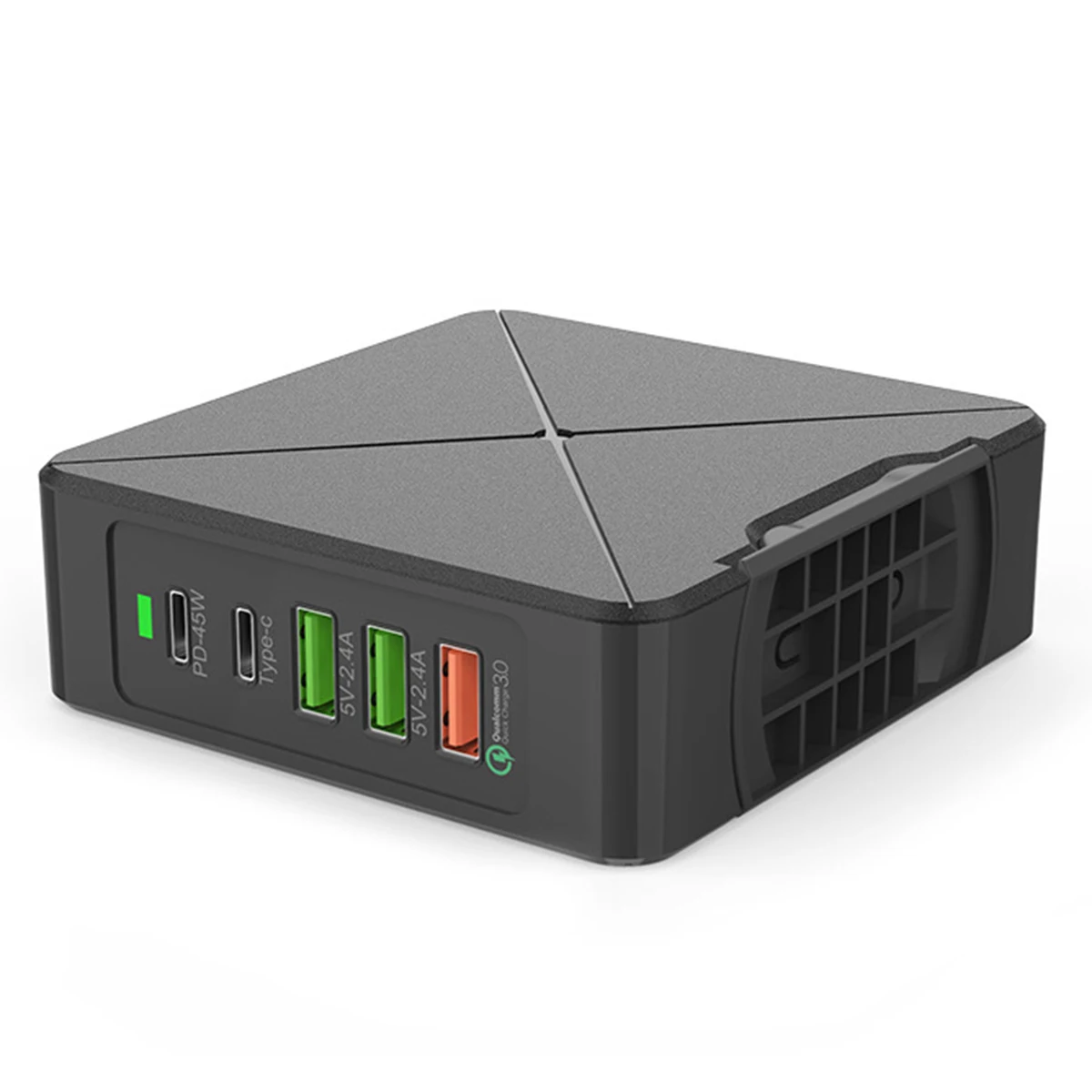 SOONHUA Qi Wireless 2-IN-1 Charger 5 Port USB PD Type-C Fast Charging Station Built-In Smart Chip With Rotate Bottom Bracket | Электроника