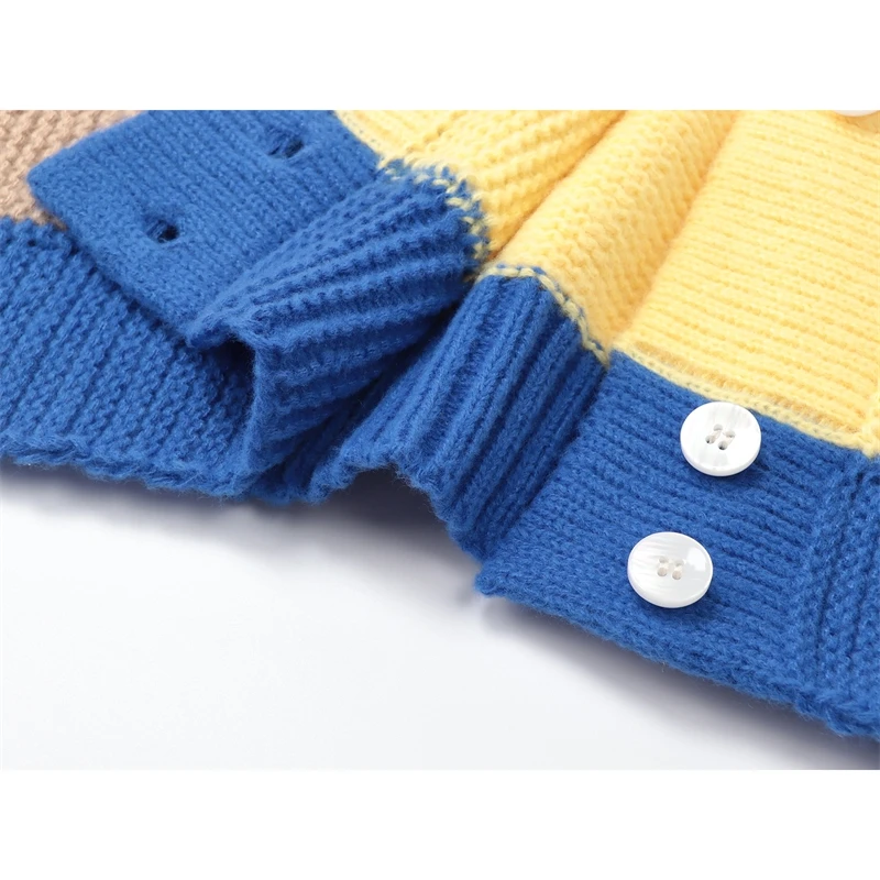 Женский трикотажный кардиган в стиле пэчворк повседневный Свободный вязаный