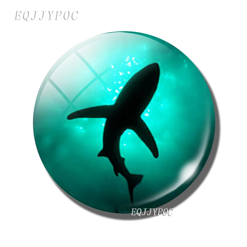 Круглая Акула 30 мм магнит на холодильник океанские акулы фото стеклянный