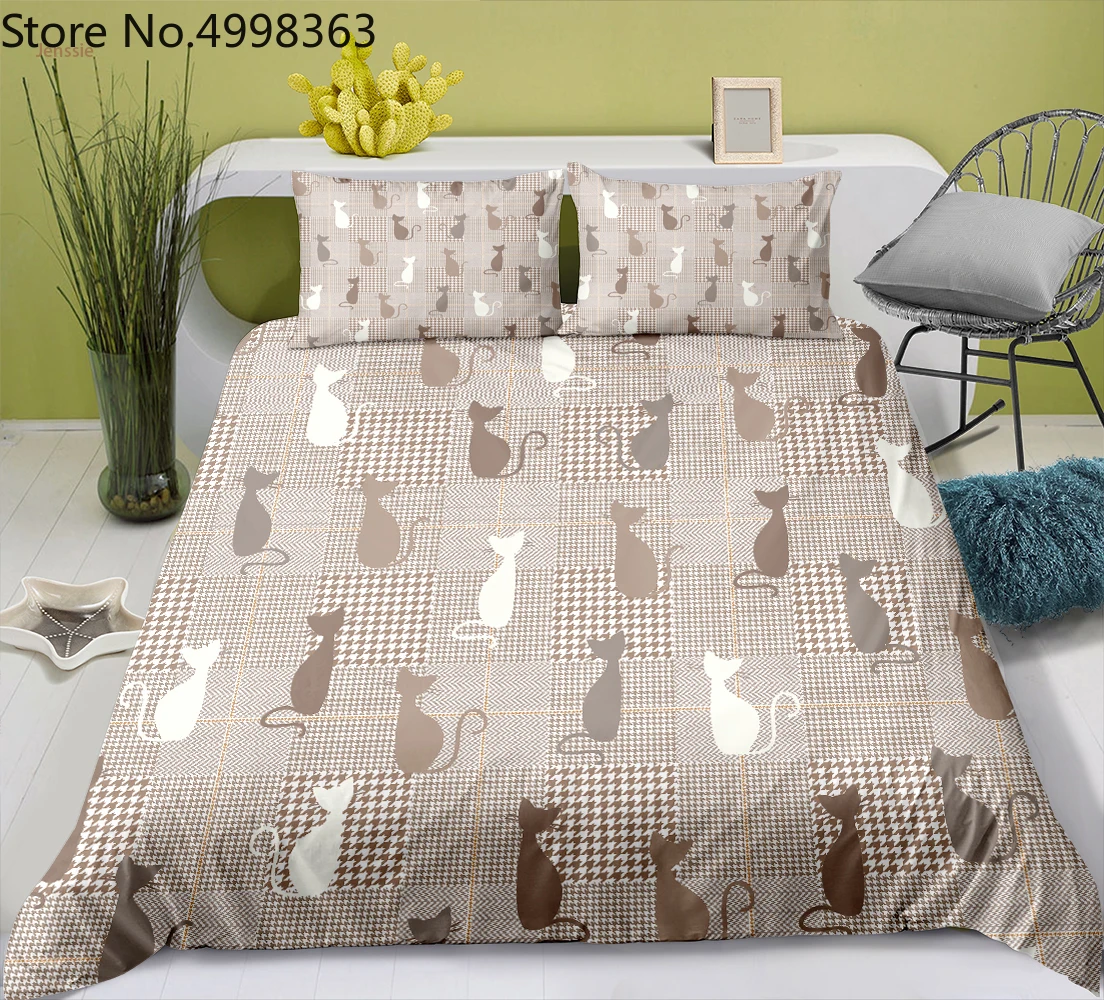 Комплекты постельного белья с милым котом 2/3 шт. покрывало для кровати