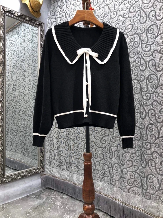 

2021 new women fashion knotted border knit top sweater 1106