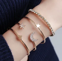 bohemian silver color bracelets bangles set vintage beads charm heart bracelet for women jewelry accessories