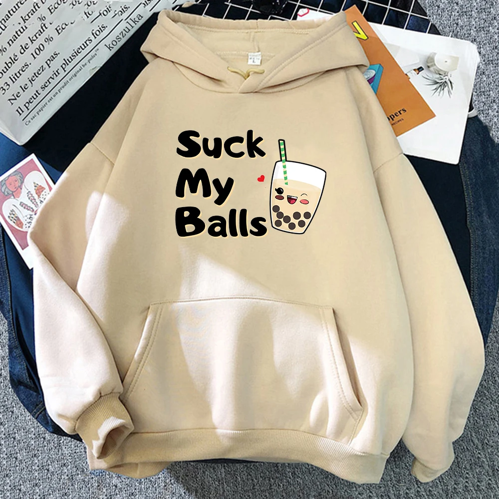 

Suck My Balls Boba Hoodies Winter Clothes Women Aesthetic Cartoon Sweatshirts Vintage Oversized Graphic Prints New Kawaii Hoodie