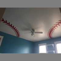 large baseball stitching stitches ceiling wall sticker softball laces sport wall decal boy room kids play room vinyl home decor