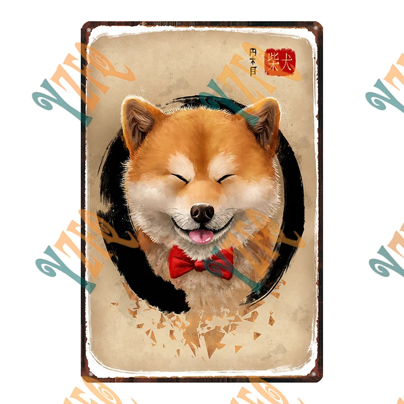 Японский Akita Inu, Паровая волна, знак кошки, винтажные металлические пластины, декор для паба, бара, дома, жестяной Подарочный декоративный плакат